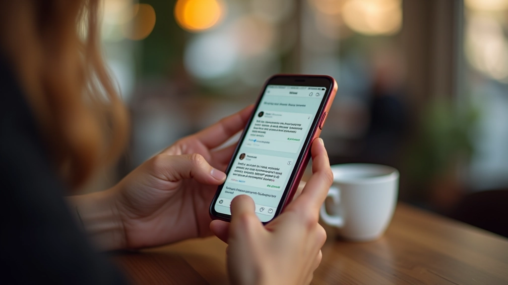Téléphone mobile affichant les réseaux sociaux d'une rédaction, pages de médias avec publications récentes et engagement