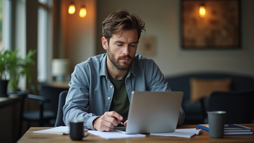 Rédacteur travaillant sur son ordinateur portable, idées et notes visuelles pour pitcher un sujet