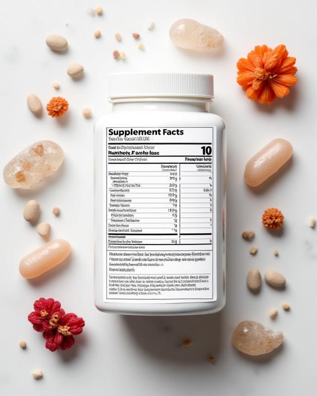 Sample nutrition facts panel with educational annotations