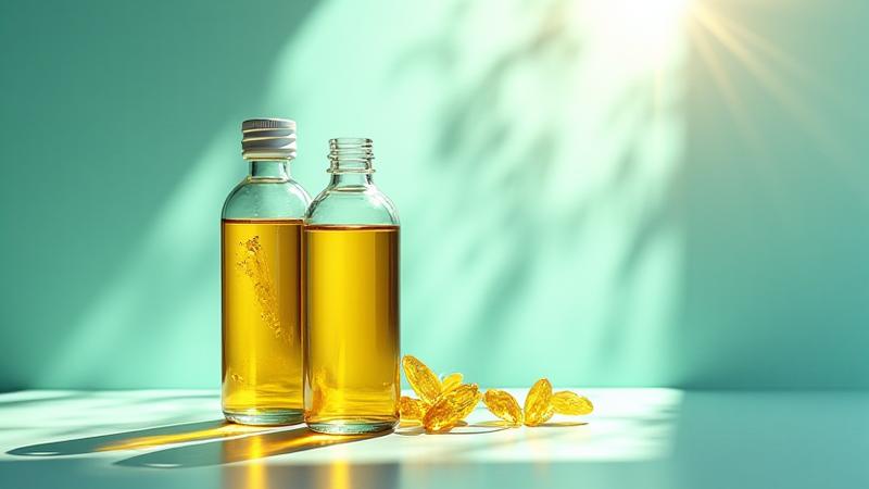 Clean Algae Omega-3 oil bottles in a clinical yet natural setting